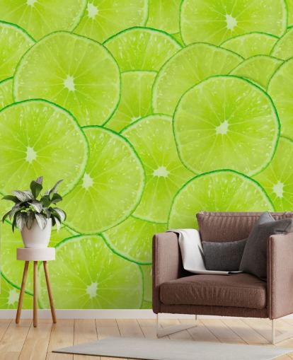 Mural de parede de montagem de fatias de limão