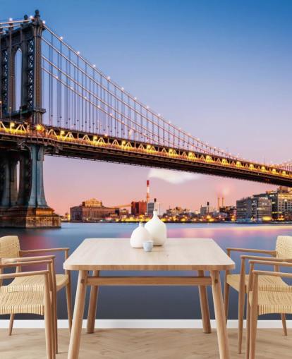 Décoration murale du pont de Manhattan illuminé au crépuscule