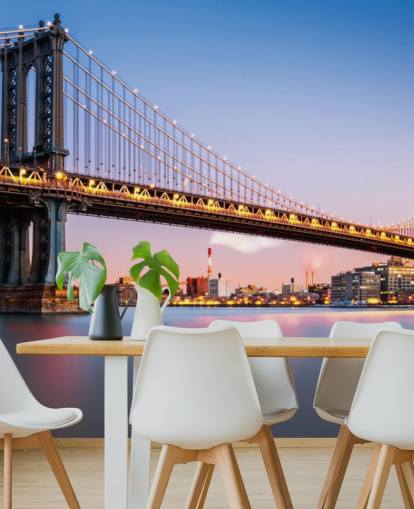 Manhattan Bridge Illuminated at Dusk Wall Mural Manhattan Bridge Illuminated at Dusk Wall Mural