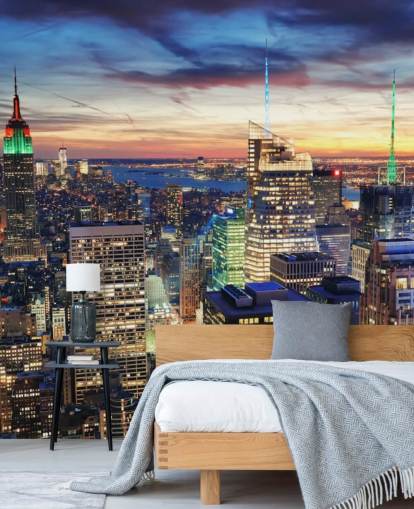 NYC Bright Lights Architectuur Muurschildering 