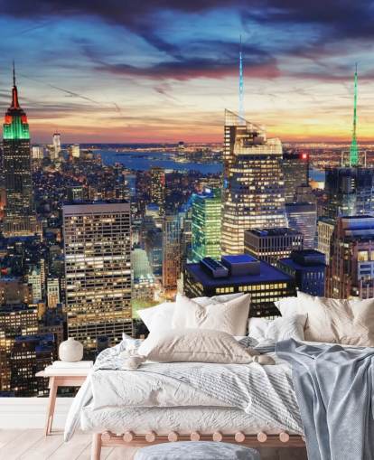 NYC Lyse Lys Arkitektur Veggmaleri 