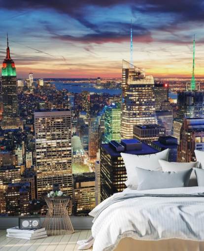 NYC Bright Lights Architecture Wall Mural NYC Bright Lights Architecture Wall Mural