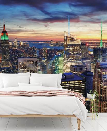 NYC Bright Lights Architecture Wandgemälde 