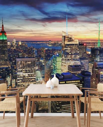 NYC Bright Lights Arkitektur väggmålning 