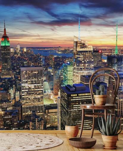 NYC Lyse Lys Arkitektur Veggmaleri 