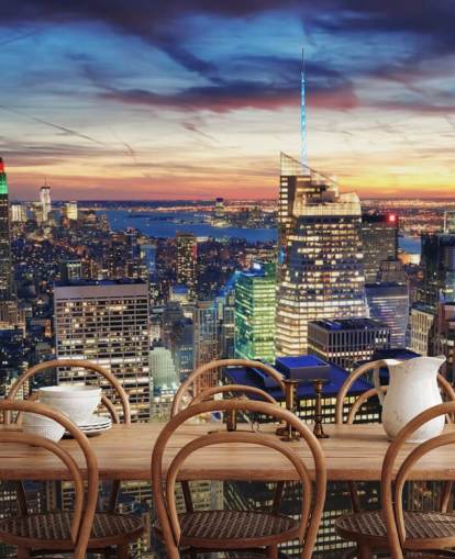 NYC Bright Lights Architecture Wall Mural NYC Bright Lights Architecture Wall Mural