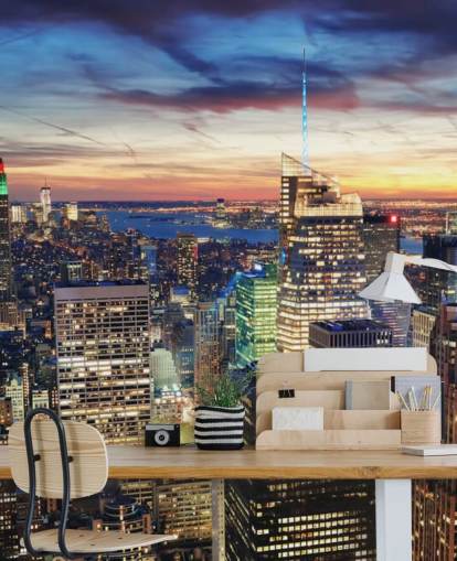 NYC Bright Lights Architecture Wall Mural NYC Bright Lights Architecture Wall Mural