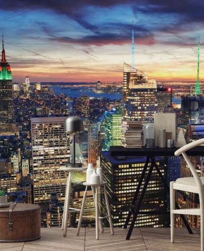 NYC Bright Lights Architecture Wall Mural 