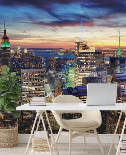 NYC Bright Lights Architecture Wall Mural 