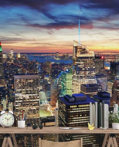 NYC Lyse Lys Arkitektur Veggmaleri 