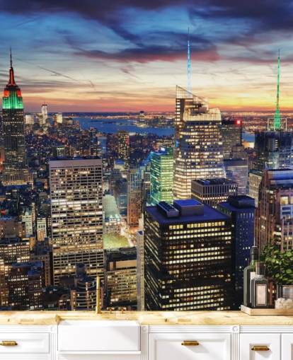 NYC Lyse Lys Arkitektur Veggmaleri 