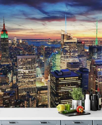 NYC Bright Lights Architectuur Muurschildering 