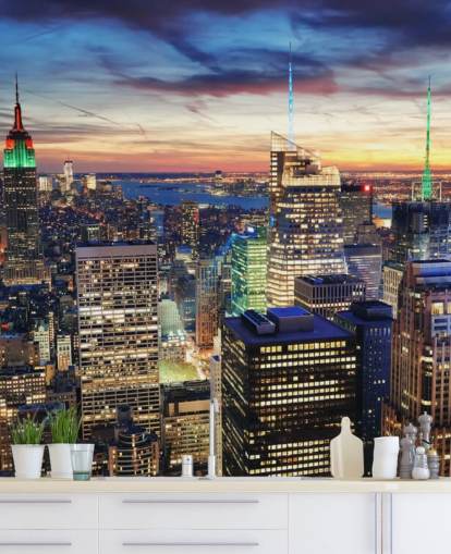 NYC Bright Lights Architectuur Muurschildering NYC Bright Lights Architectuur Muurschildering