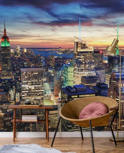 NYC Bright Lights Architecture Wandgemälde 