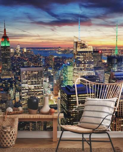 NYC Bright Lights Architecture Wall Mural 