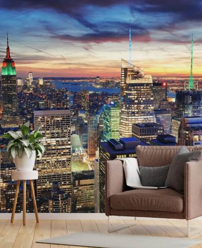 NYC Bright Lights Architecture Wall Mural 