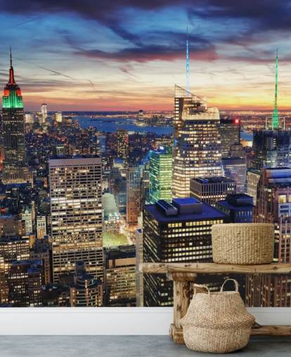 NYC Bright Lights Architecture Wall Mural 