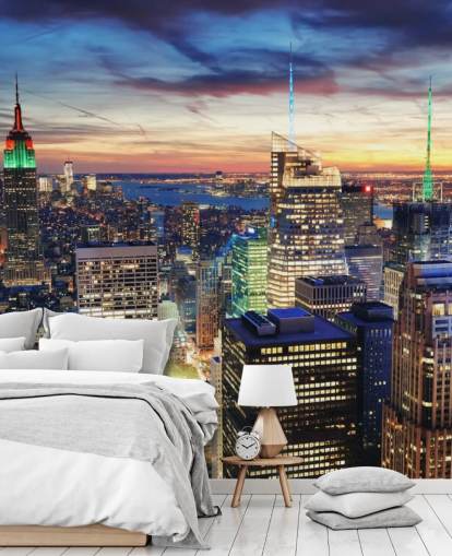 NYC Lyse Lys Arkitektur Veggmaleri 