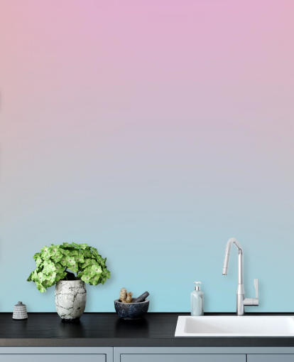 rosa og blå ombre tapet for soverom