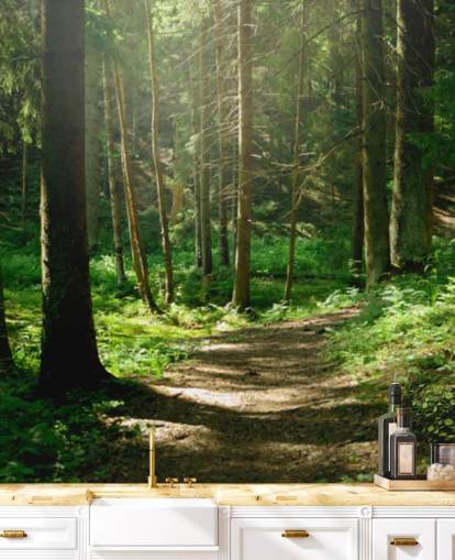 green forest wallpaper mural called Forest Wall Mural for home offices, bedrooms and businesses