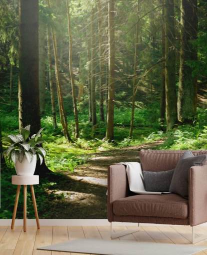 green forest wallpaper mural called Forest Wall Mural for home offices, bedrooms and businesses