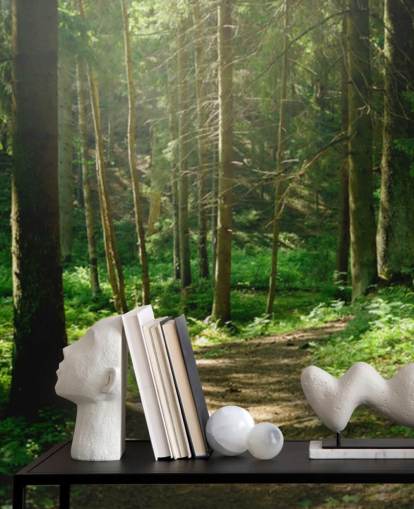 grön skog tapetväggmålning kallad Forest Wall Mural för hemmakontor, sovrum och företag grön skog tapetväggmålning kallad Forest Wall Mural för hemmakontor, sovrum och företag