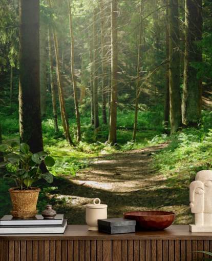 green forest wallpaper mural called Forest Wall Mural for home offices, bedrooms and businesses