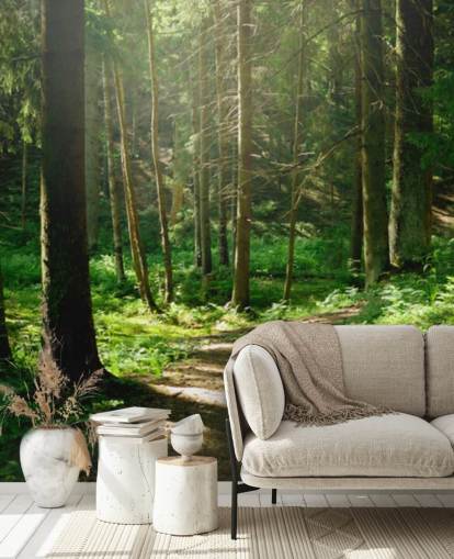 grünes Waldtapeten-Wandbild namens Wald-Wandbild für Heimbüros, Schlafzimmer und Unternehmen