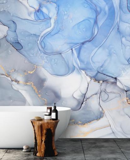 Decorazione murale blu e viola con acquerello dorato