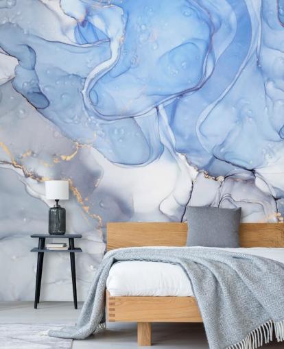 Blue and Purple with Gold Watercolour Mural