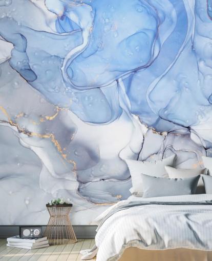 Mural de aquarela azul e roxo com ouro Mural de aquarela azul e roxo com ouro