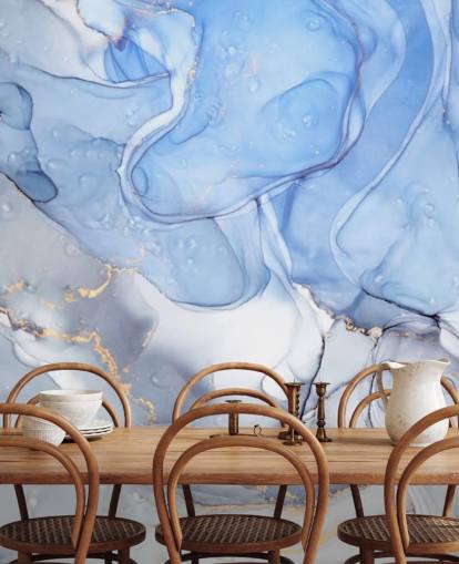 Blue and Purple with Gold Watercolour Mural