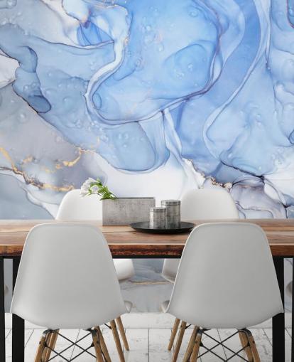 Decorazione murale blu e viola con acquerello dorato