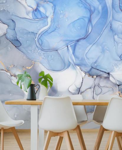 Mural Acuarela azul y morado con oro