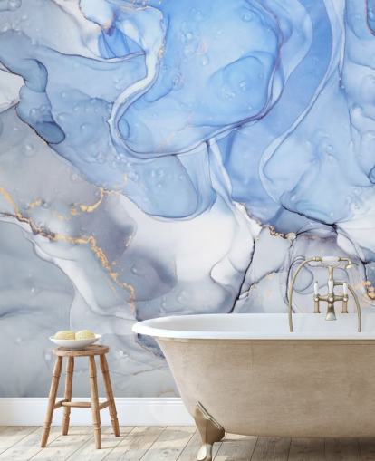 Blå og lilla med gull akvarell Mural Blå og lilla med gull akvarell Mural