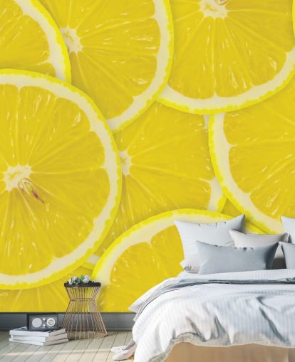 Close Up of Lemon Slices Wallpaper Mural
