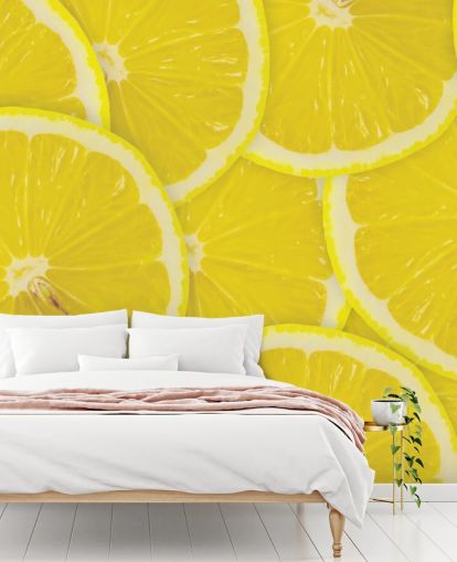Close Up of Lemon Slices Wallpaper Mural