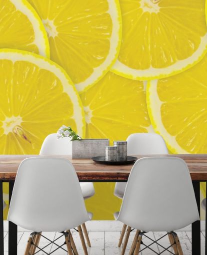 Close Up of Lemon Slices Wallpaper Mural