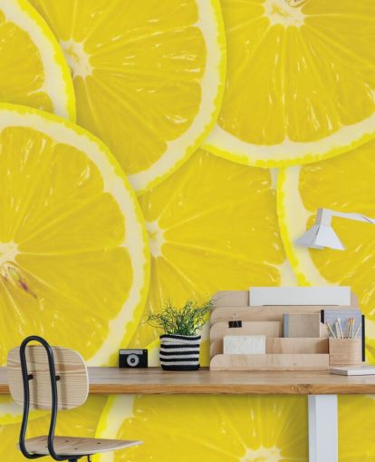Close Up of Lemon Slices Wallpaper Mural Close Up of Lemon Slices Wallpaper Mural