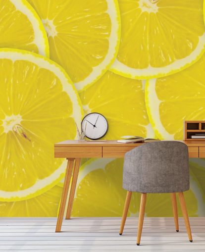 Close Up of Lemon Slices Wallpaper Mural