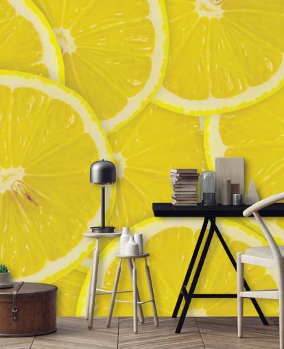 Close Up of Lemon Slices Wallpaper Mural