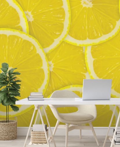 Papel pintado Primer plano de rodajas de limón
