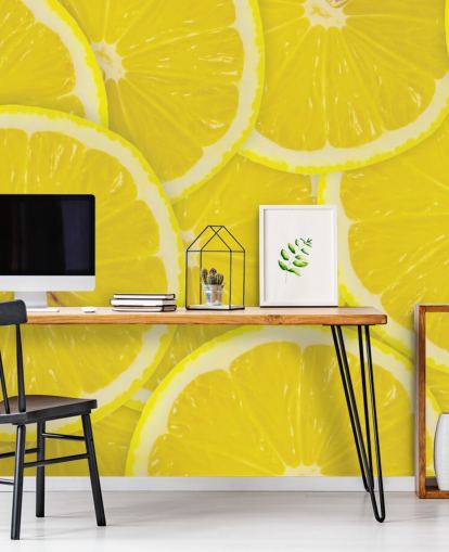 Close Up of Lemon Slices Wallpaper Mural