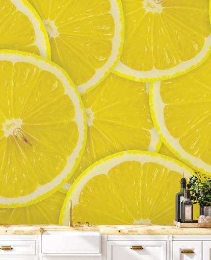 Papel pintado Primer plano de rodajas de limón