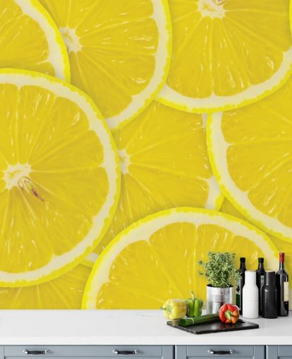 Carta da parati murale con primo piano di fette di limone Carta da parati murale con primo piano di fette di limone