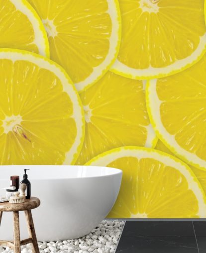 Close Up of Lemon Slices Wallpaper Mural Close Up of Lemon Slices Wallpaper Mural