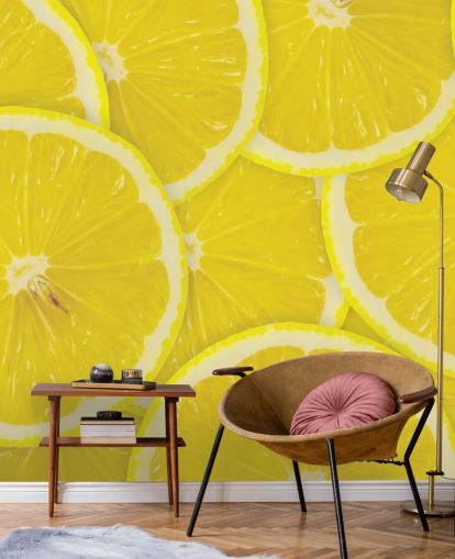 Close Up of Lemon Slices Wallpaper Mural