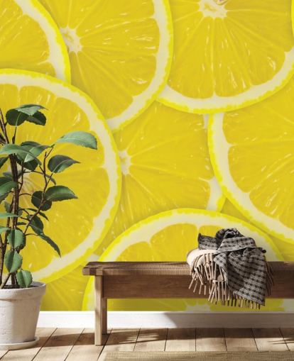 Close Up of Lemon Slices Wallpaper Mural