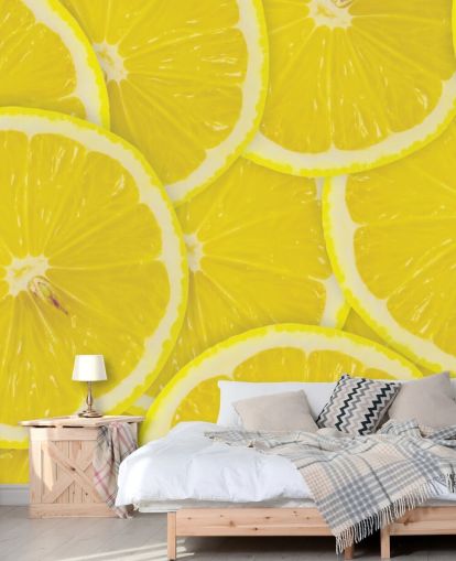 Close Up of Lemon Slices Wallpaper Mural