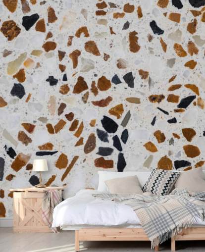 Terrazzo med brun og svart flis på hvit bakgrunn bakgrunn